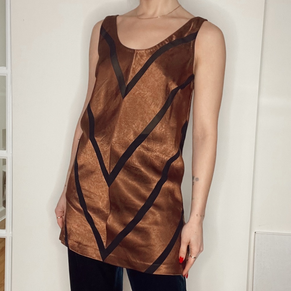 SALLY LAPOINTE Silk Chevron Tank
